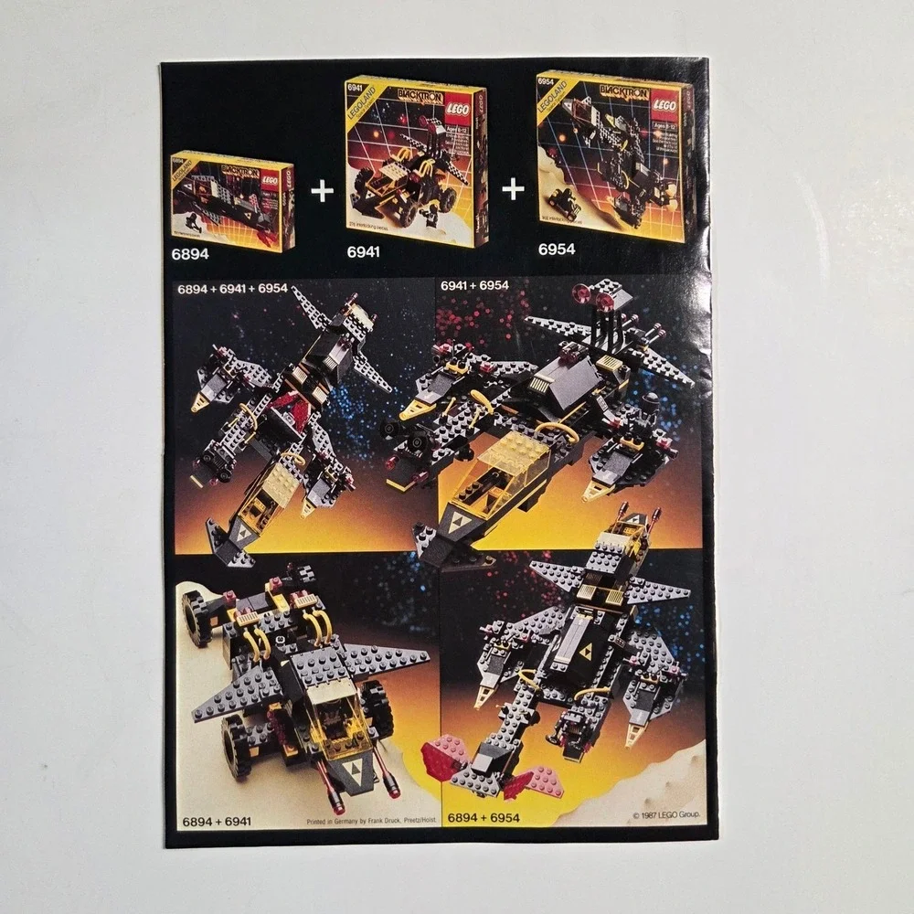 LEGO 6894 Blacktron Invader Instruction Manual Vintage 1987 Space Guide
